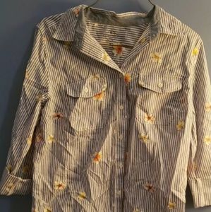St johns bay floral striped button down shirt